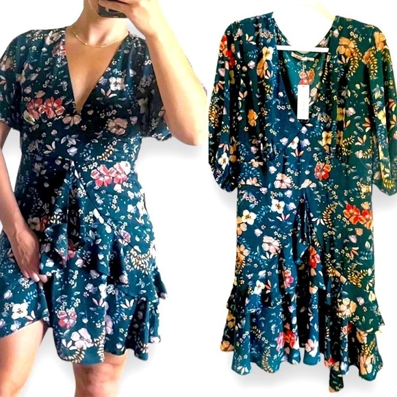 New NWT MIAMI Deborah Hunter Green Floral | Midi | Plus Size 2X - Picture 1 of 10